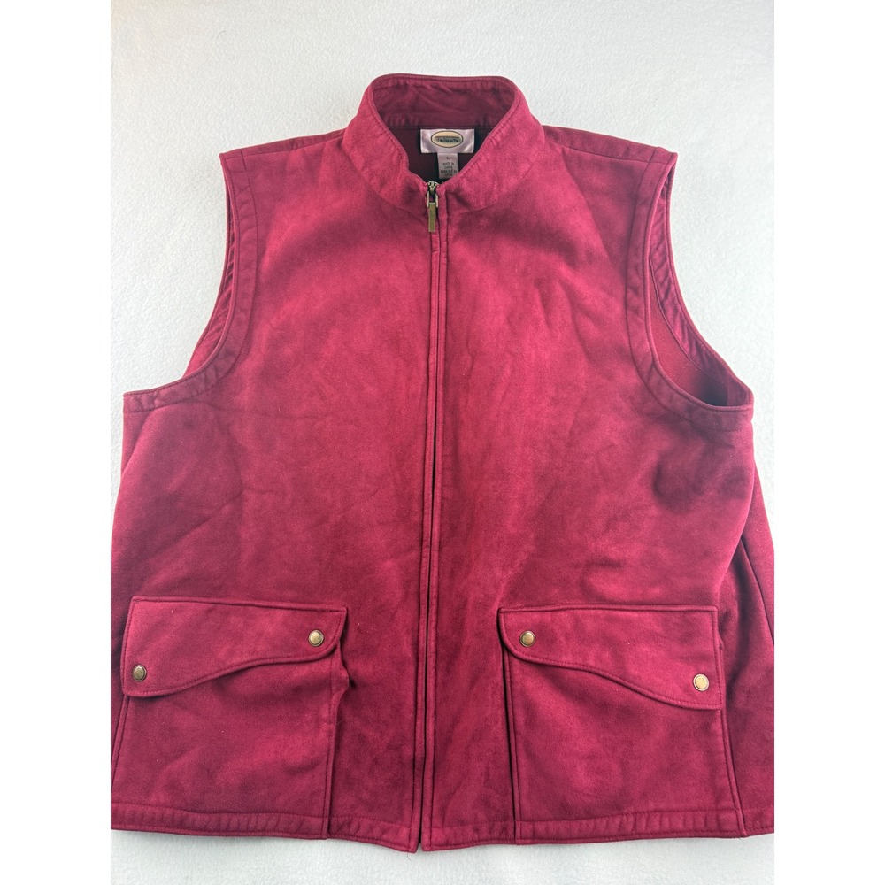 Talbots Burgundy Suede Look Zip Front Vest Size Large